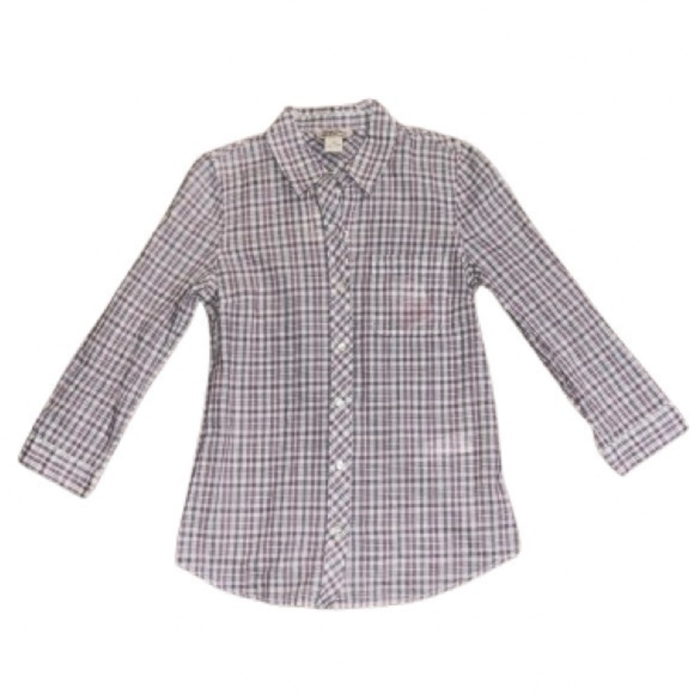 Lucky Brand lilac plaid button down fitted shirt NWT size XS